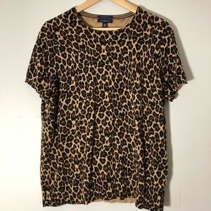 Lands End Twinset Shell Leopard Cheetah Sweater